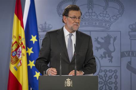 20/04/2016. Rajoy recibe al presidente de la Generalitat de Cataluña. Comparecencia del presidente del Gobierno en funciones, Mariano Rajoy,...