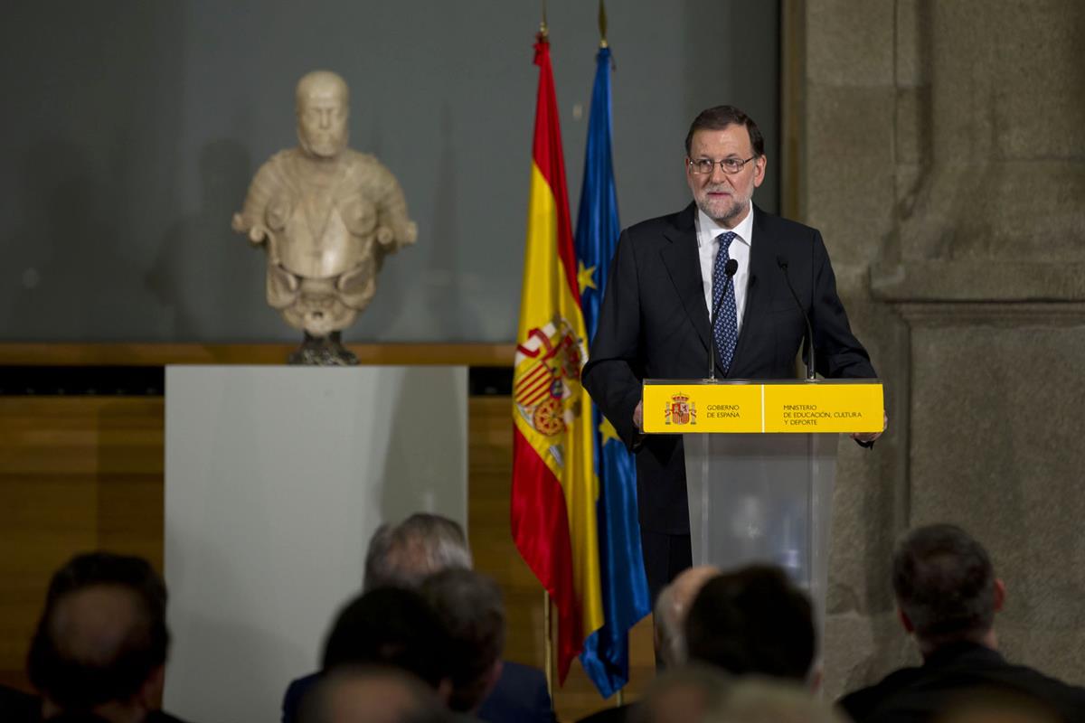 21/01/2016. Rajoy entrega condecoraciones de Alfonso X. El presidente del Gobierno en funciones, Mariano Rajoy, durante su intervención en l...