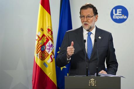 21/10/2016. Mariano Rajoy asiste al Consejo Europeo. El presidente del Gobierno en funciones, Mariano Rajoy, durante su intervención en el C...