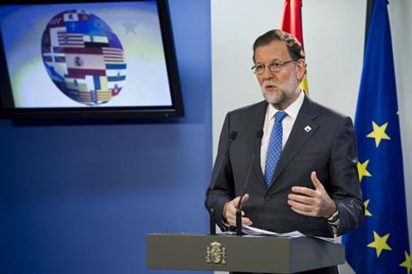 21/10/2016. Mariano Rajoy asiste al Consejo Europeo. El presidente del Gobierno en funciones, Mariano Rajoy, en un momento de la conferencia...