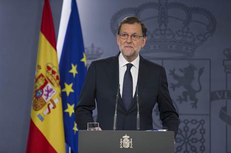 25/10/2016. Mariano Rajoy comparece en La Moncloa. El presidente del Gobierno en funciones, Mariano Rajoy, comparece en La Moncloa, tras ser...