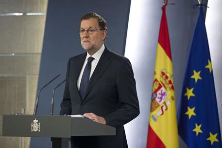 25/10/2016. Mariano Rajoy comparece en La Moncloa. El presidente del Gobierno en funciones, Mariano Rajoy, comparece en La Moncloa, tras ser...