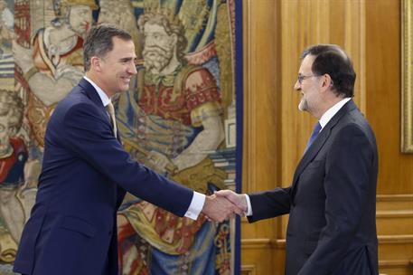 26/04/2016. Rajoy es recibido por el Rey en el Palacio de la Zarzuela. El presidente del Gobierno en funciones, Mariano Rajoy, ha sido recib...