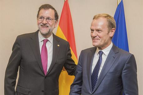 28/06/2016. Mariano Rajoy asiste al Consejo Europeo. El presidente del Gobierno en funciones, Mariano Rajoy, junto al presidente del Consejo...