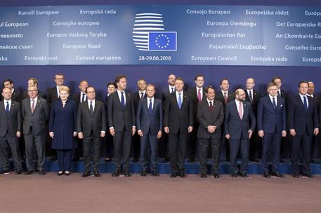 28/06/2016. Rajoy asiste al Consejo Europeo. Fotografía de familia de los participantes en el Consejo Europeo que se celebra hoy y mañana en Bruselas.