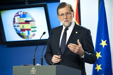 29/06/2016. Rajoy asiste al Consejo Europeo. El presidente del Gobierno en funciones, Mariano Rajoy, durante la rueda de prensa que ha ofrec...