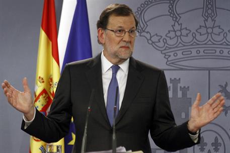 26/04/2016. Comparecencia de Rajoy tras ser recibido por el Rey. El presidente del Gobierno en funciones, Mariano Rajoy, durante la rueda de...