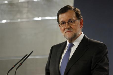 26/04/2016. Comparecencia de Rajoy tras ser recibido por el Rey. El presidente del Gobierno en funciones, Mariano Rajoy, durante la rueda de...