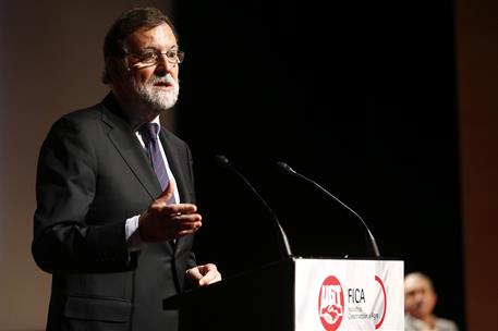 1/06/2017. Rajoy clausura unas jornadas sobre la industria organizadas por la UGT. El presidente del Gobierno, Mariano Rajoy, interviene en ...