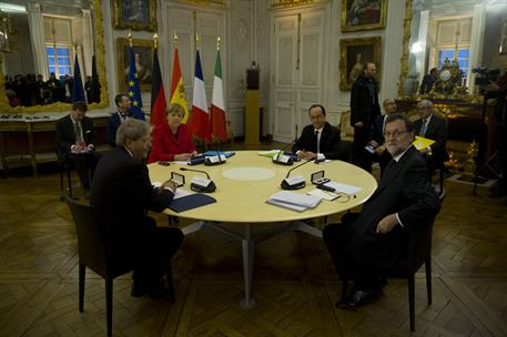 6/03/2017. Rajoy se reúne con Hollande, Merkel y Gentiloni. El presidente del Gobierno, Mariano Rajoy, el presidente de la República Frances...