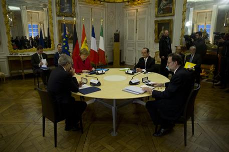 6/03/2017. Rajoy se reúne con Hollande, Merkel y Gentiloni. El presidente del Gobierno, Mariano Rajoy, el presidente de la República Frances...