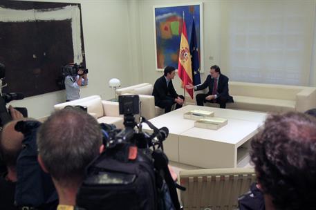 6/07/2017. Rajoy recibe al secretario general del PSOE. El presidente del Gobierno, Mariano Rajoy, y el secretario general del PSOE, Pedro S...
