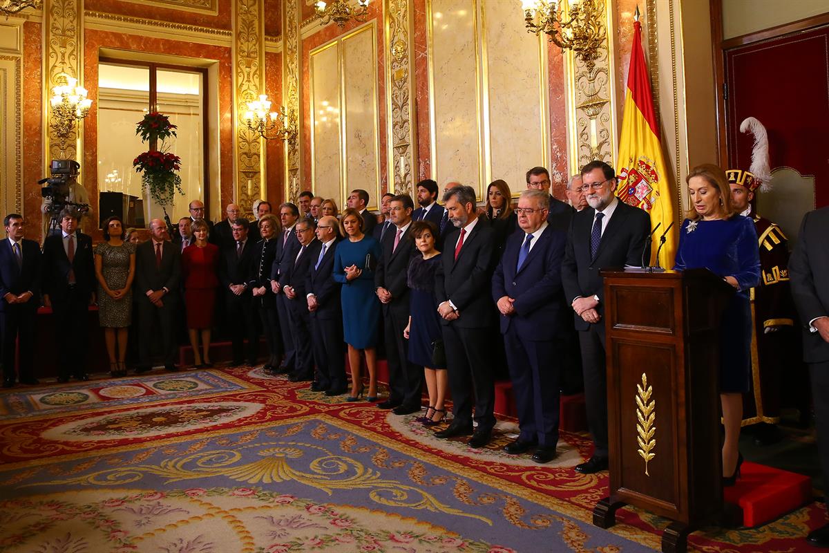 6/12/2017. Día de la Constitución 2017. El presidente del Gobierno, Mariano Rajoy, miembros de su Gabinete y otras autoridades durante los a...