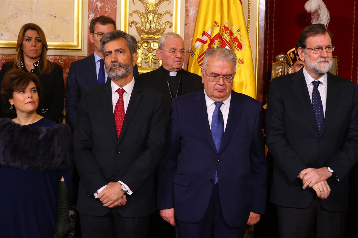 6/12/2017. Día de la Constitución 2017. El presidente del Gobierno, Mariano Rajoy, y la vicepresidenta del Gobierno, Soraya Sáenz de Santama...