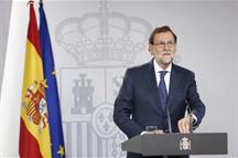 El presidente del Gobierno, Mariano Rajoy, durante su comparecencia en La Moncloa