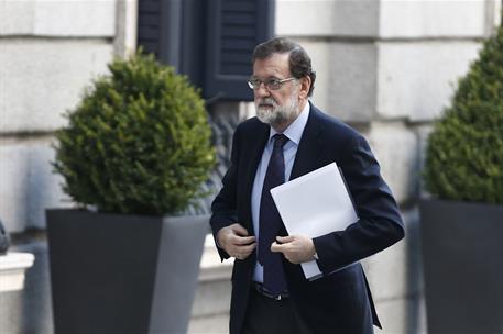 8/11/2017. Sesión de control al Gobierno en el Congreso. El presidente del Gobierno, Mariano Rajoy, a su llegada al Congreso de los Diputado...