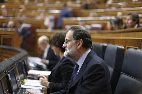 8/11/2017. Sesión de control al Gobierno en el Congreso. El presidente del Gobierno, Mariano Rajoy, en su escaño del Congreso de los Diputad...