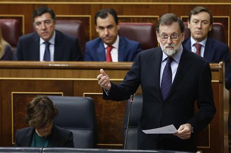 8/11/2017. Sesión de control al Gobierno en el Congreso. El presidente del Gobierno, Mariano Rajoy, en el Congreso de los Diputados durante ...
