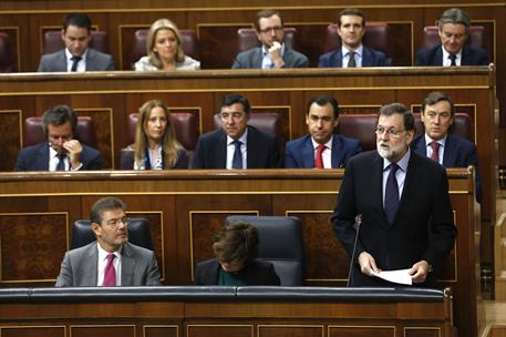 8/11/2017. Sesión de control al Gobierno en el Congreso. El presidente del Gobierno, Mariano Rajoy, en el Congreso de los Diputados durante ...