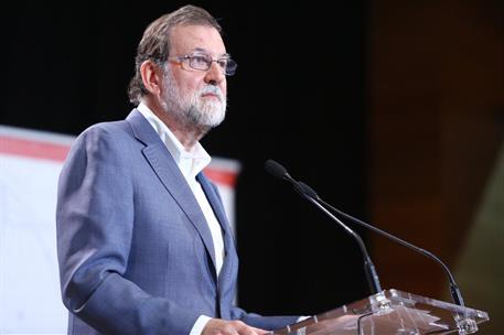 9/08/2017. El presidente Rajoy interviene en el 40º aniversario de Hotusa. El presidente del Gobierno, Mariano Rajoy, durante su intervenció...