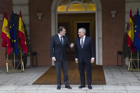 10/02/2017. Mariano Rajoy recibe a Antonio Tajani en La Moncloa. El presidente del Gobierno, Mariano Rajoy, recibe en La Moncloa al presiden...