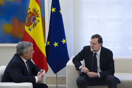 10/02/2017. Mariano Rajoy recibe a Antonio Tajani en La Moncloa. El presidente del Gobierno, Mariano Rajoy, durante su reunión en La Moncloa...