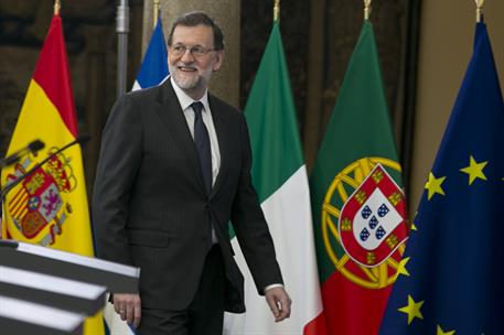 10/04/2017. Rajoy preside la III Cumbre de los países del sur de la UE. El presidente del Gobierno, Mariano Rajoy, en el transcurso de la Cu...