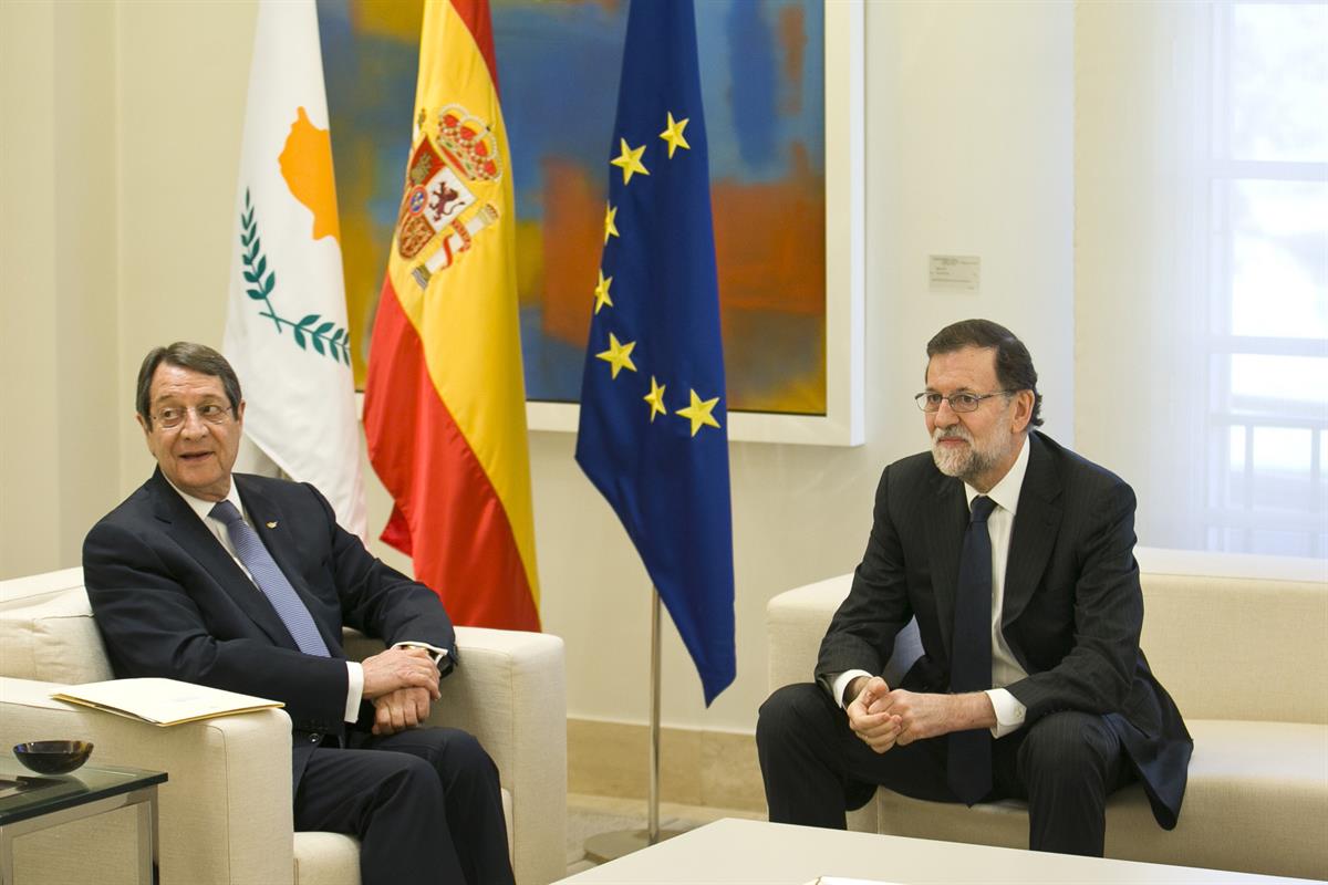 10/04/2017. Rajoy recibe al presidente de la República de Chipre. El presidente del Gobierno, Mariano Rajoy, junto al presidente de la Repúb...