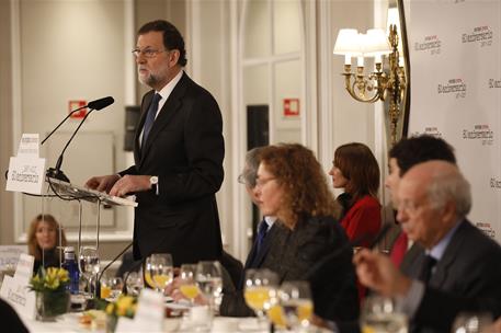 11/12/2017. Rajoy participa en un desayuno-coloquio de Europa Press. El presidente del Gobierno, Mariano Rajoy, durante su intervención en u...