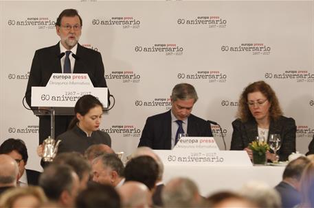 11/12/2017. Rajoy participa en un desayuno-coloquio de Europa Press. El presidente del Gobierno, Mariano Rajoy, interviene en un desayuno-co...
