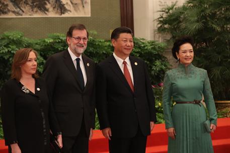 14/05/2017. Viaje de Mariano Rajoy a la República Popular de China. El presidente chino, Xi Jinping, y su mujer, Peng Liyuan, junto al presi...
