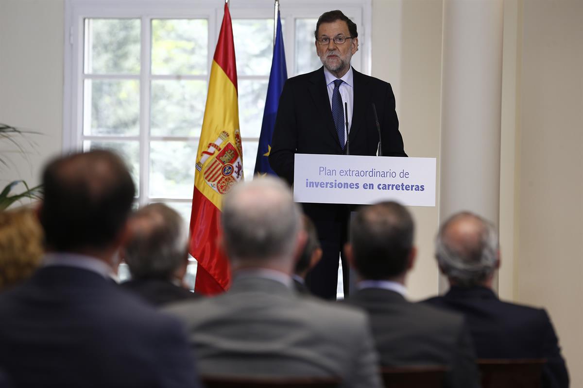 14/07/2017. Rajoy presenta el Plan Extraordinario de Inversiones en Carreteras. El presidente del Gobierno, Mariano Rajoy, durante su interv...
