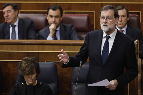 15/11/2017. Sesión de control al Gobierno en el Congreso. El presidente del Gobierno, Mariano Rajoy, en el Congreso de los Diputados durante...