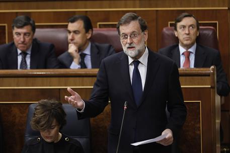 15/11/2017. Sesión de control al Gobierno en el Congreso. El presidente del Gobierno, Mariano Rajoy, en el Congreso de los Diputados durante...