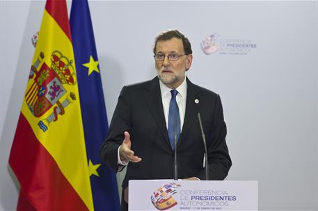 17/01/2017. Mariano Rajoy preside la VI Conferencia de Presidentes. El presidente del Gobierno, Mariano Rajoy, al inicio de la rueda de pren...