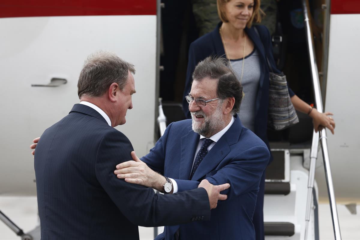 17/07/2017. Rajoy visita al contingente español en Estonia. Llegada del presidente del Gobierno, Mariano Rajoy, a la Base Aérea de Ämari.