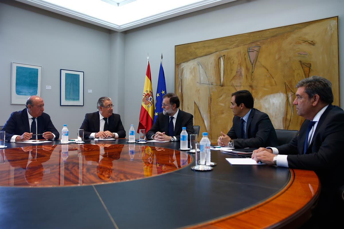 19/08/2017. Rajoy recibe a los altos representantes de la seguridad del Estado. El presidente del Gobierno, Mariano Rajoy, recibe al ministr...