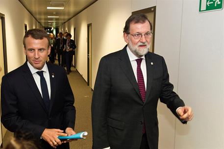 19/10/2017. Mariano Rajoy asiste al Consejo Europeo. El presidente del Gobierno, Mariano Rajoy, se reúne con el presidente de la República F...