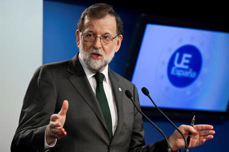 20/10/2017. Mariano Rajoy asiste al Consejo Europeo. El presidente del Gobierno, Mariano Rajoy, durante la rueda de prensa que ha ofrecido h...
