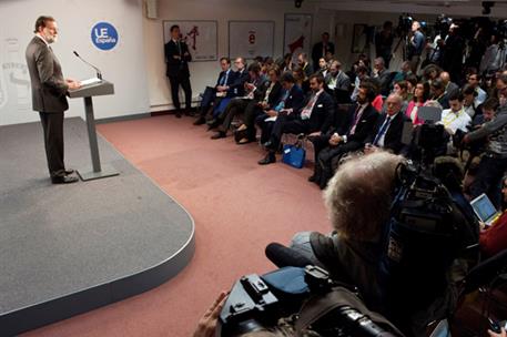 20/10/2017. Mariano Rajoy asiste al Consejo Europeo. El presidente del Gobierno, Mariano Rajoy, durante la rueda de prensa que ha ofrecido h...