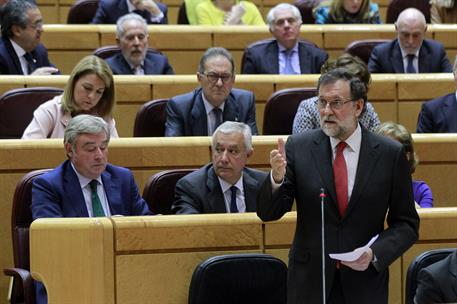 21/03/2017. Rajoy asiste a la sesión de control en el Senado. El presidente del Gobierno, Mariano Rajoy, durante su intervención en la sesió...