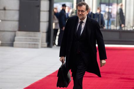 22/02/2017. Rajoy asiste a la sesión de control al Gobierno en el Congreso. El presidente del Gobierno, Mariano Rajoy, a su llegada al Congr...