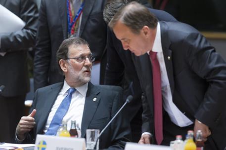 22/06/2017. Mariano Rajoy asiste al Consejo Europeo. El presidente del Gobierno español, Mariano Rajoy, y el primer ministro sueco, Stefan L...