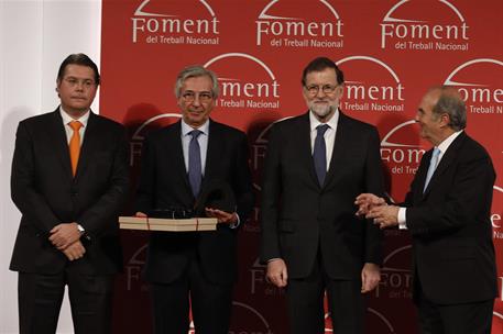 22/11/2017. Rajoy asiste a los Premios Ferrer Salat 2017. El presidente del Gobierno, Mariano Rajoy, junto al presidente de Foment del Treba...