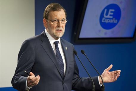 23/06/2017. Rajoy asiste al Consejo Europeo. El presidente del Gobierno, Mariano Rajoy, durante la rueda de prensa que ha ofrecido al términ...