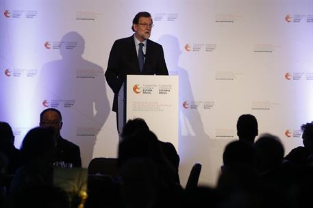 24/04/2017. Viaje oficial de Rajoy a Brasil (Sao Paulo). El presidente del Gobierno, Mariano Rajoy, durante su intervención en la clausura d...