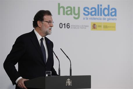 24/11/2017. Rajoy en el Día de la Eliminación de la Violencia contra la Mujer. El presidente del Gobierno, Mariano Rajoy, durante su interve...