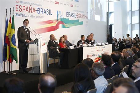 25/04/2017. Viaje oficial de Rajoy a Brasil (Sao Paulo). El presidente del Gobierno, Mariano Rajoy, inaugura el Encuentro Empresarial España...