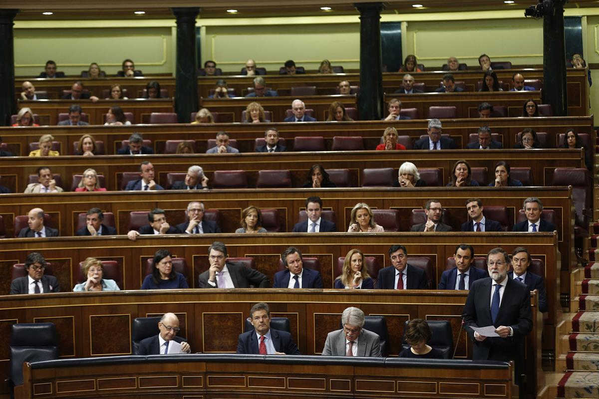 25/10/2017. Sesión de control al Gobierno en el Congreso. El presidente del Gobierno, Mariano Rajoy, durante la sesión de control al Gobiern...