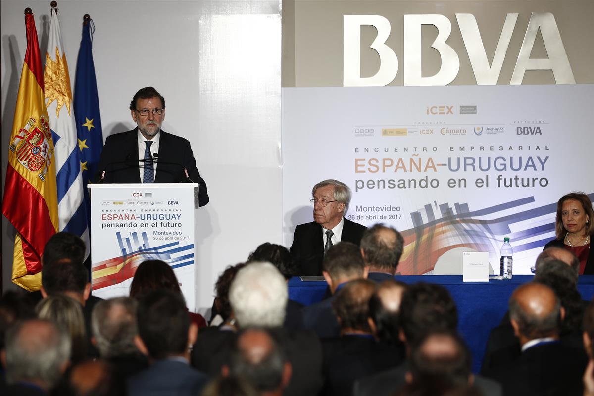 26/04/2017. Viaje oficial de Rajoy a Uruguay. El presidente del Gobierno, Mariano Rajoy, interviene en el Foro Empresarial España-Uruguay; a...